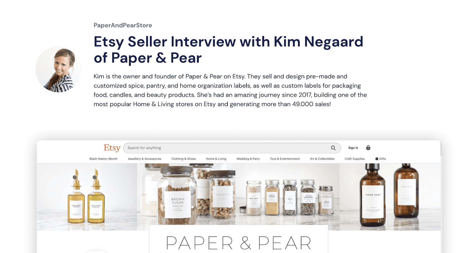 Interview with Paper & Pear founder Kim Negaard featuring her home organization label shop