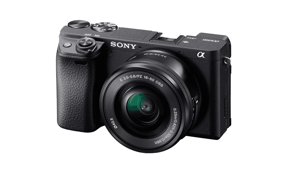 Sony a6400 mirrorless camera with a 16–50 mm lens for product photography