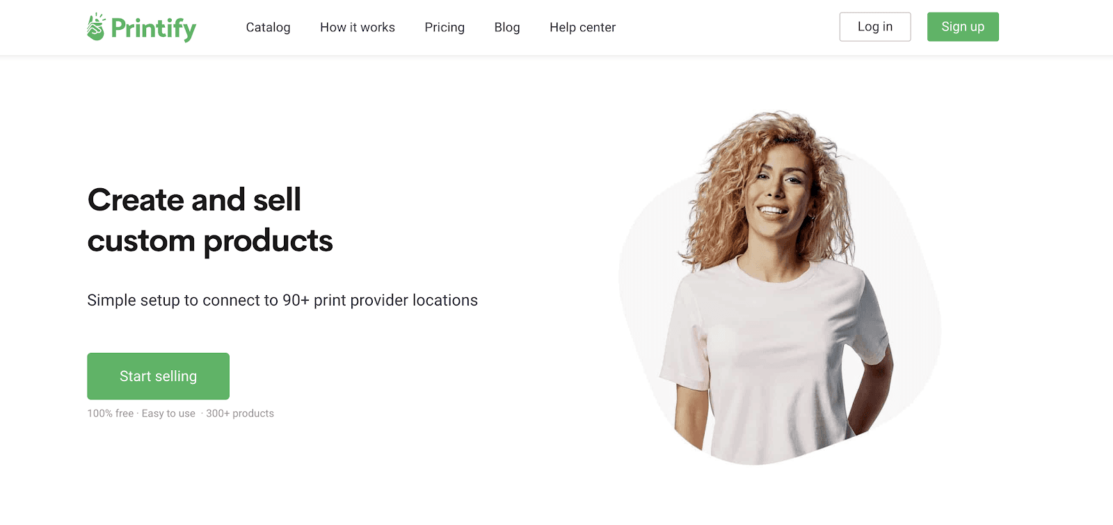 Printify homepage offering custom product creation through its print provider network