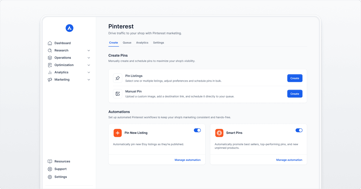 Alura Pinterest product interface